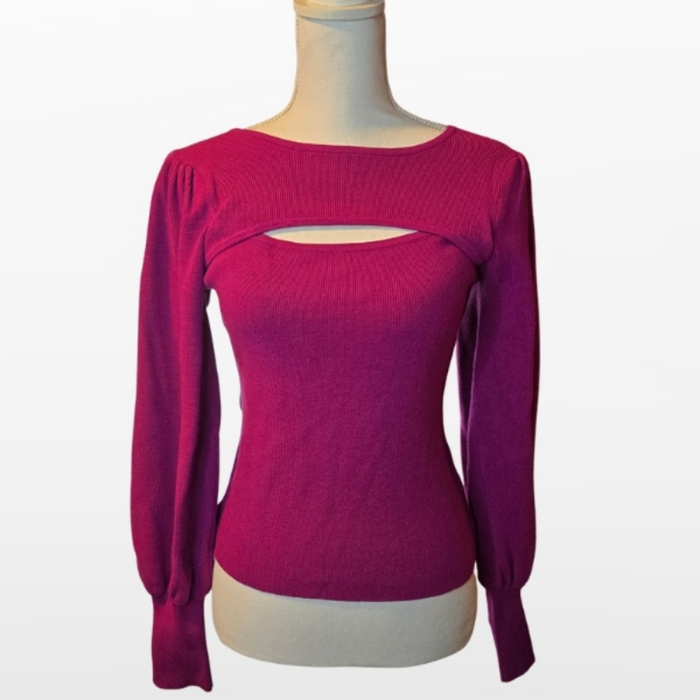 Puff Sleeve Molly Bracken Magenta Sweater Medium NWT
